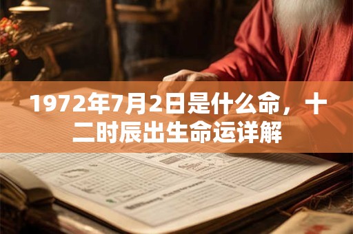 1972年7月2日是什么命，十二时辰出生命运详解