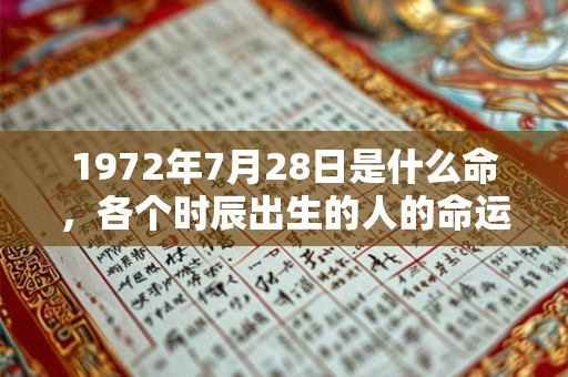 1972年7月28日是什么命，各个时辰出生的人的命运