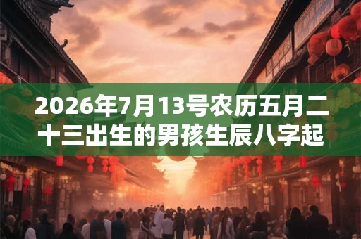 2026年7月13号农历五月二十三出生的男孩生辰八字起名