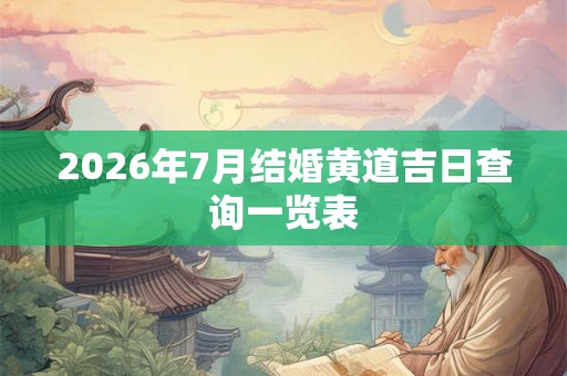 2026年7月结婚黄道吉日查询一览表 2026年7月结婚黄道吉日查询一览表