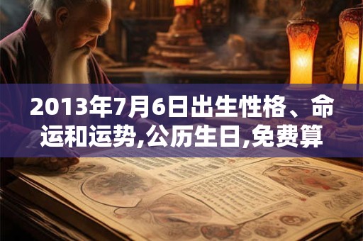 2013年7月6日出生性格、命运和运势,公历生日,免费算命 2013年7月6日出生性格、命运和运势,公历生日,免费算命
