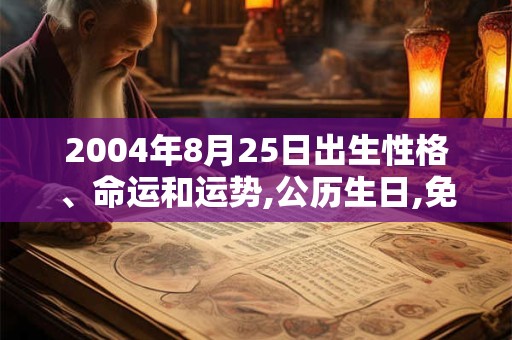 2004年8月25日出生性格、命运和运势,公历生日,免费算命 2004年8月25日出生性格、命运和运势,公历生日,免费算命