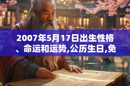 2007年5月17日出生性格、命运和运势,公历生日,免费算命 2007年5月17日出生性格、命运和运势,公历生日,免费算命