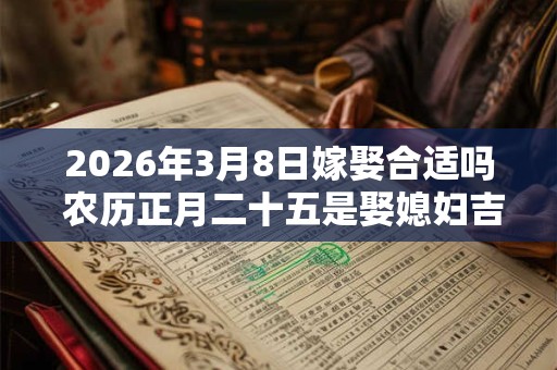 2026年3月8日嫁娶合适吗 农历正月二十五是娶媳妇吉日吗 2026年3月8日嫁娶合适吗 农历正月二十五是娶媳妇吉日吗