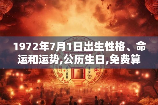 1972年7月1日出生性格、命运和运势,公历生日,免费算命