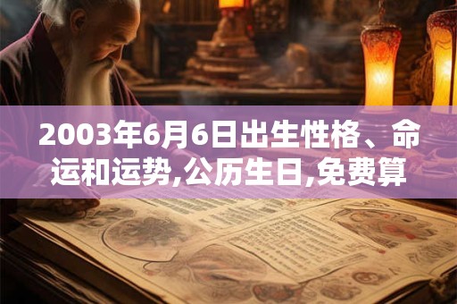 2003年6月6日出生性格、命运和运势,公历生日,免费算命