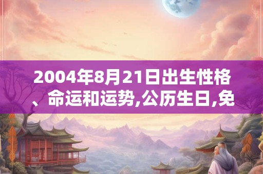 2004年8月21日出生性格、命运和运势,公历生日,免费算命