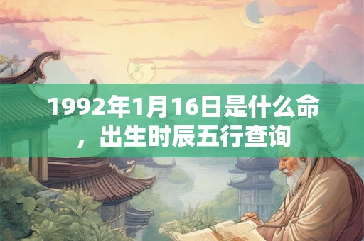 1992年1月16日是什么命，出生时辰五行查询