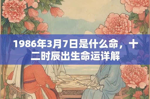 1986年3月7日是什么命，十二时辰出生命运详解