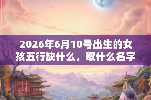 2026年6月10号出生的女孩五行缺什么，取什么名字好