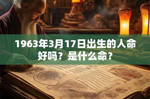 1963年3月17日出生的人命好吗?是什么命? 1963年3月17日出生的人命好吗?是什么命?