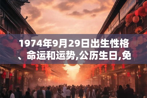 1974年9月29日出生性格、命运和运势,公历生日,免费算命 1974年9月29日出生性格、命运和运势,公历生日,免费算命
