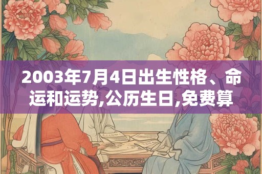2003年7月4日出生性格、命运和运势,公历生日,免费算命