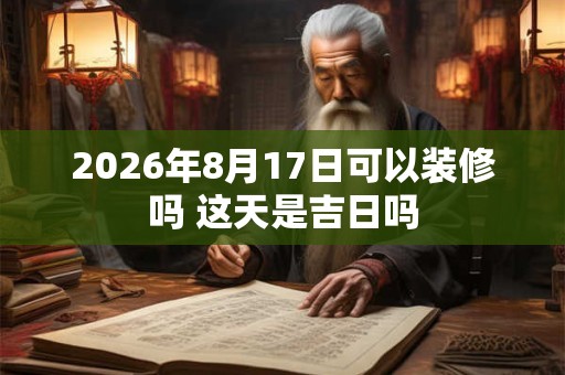 2026年8月17日可以装修吗 这天是吉日吗