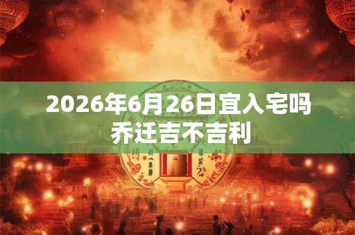 2026年6月26日宜入宅吗 乔迁吉不吉利