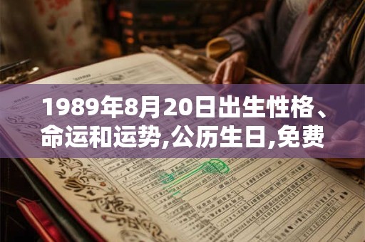 1989年8月20日出生性格、命运和运势,公历生日,免费算命