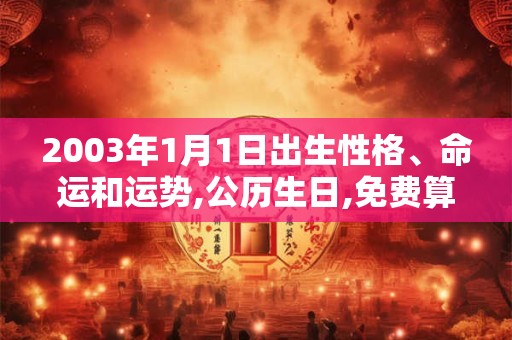 2003年1月1日出生性格、命运和运势,公历生日,免费算命 2003年1月1日出生性格、命运和运势,公历生日,免费算命