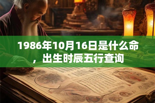 1986年10月16日是什么命，出生时辰五行查询