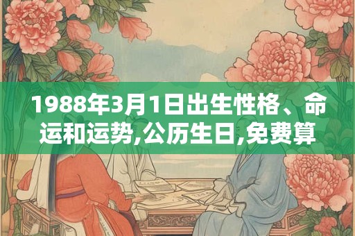 1988年3月1日出生性格、命运和运势,公历生日,免费算命