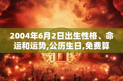 2004年6月2日出生性格、命运和运势,公历生日,免费算命 2004年6月2日出生性格、命运和运势,公历生日,免费算命