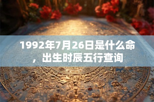 1992年7月26日是什么命，出生时辰五行查询