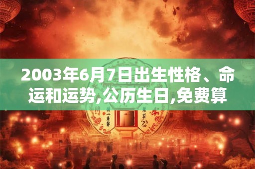 2003年6月7日出生性格、命运和运势,公历生日,免费算命