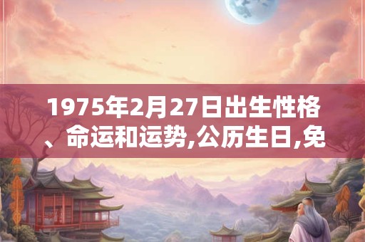 1975年2月27日出生性格、命运和运势,公历生日,免费算命