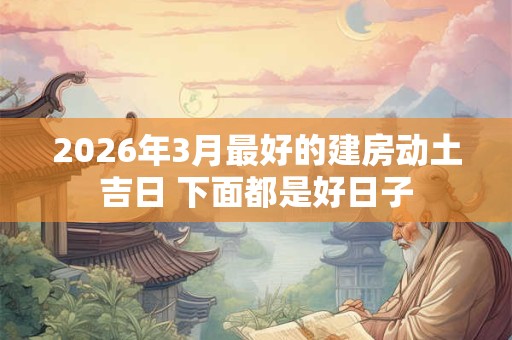 2026年3月最好的建房动土吉日 下面都是好日子