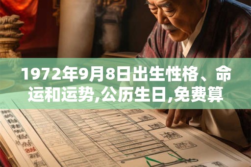 1972年9月8日出生性格、命运和运势,公历生日,免费算命
