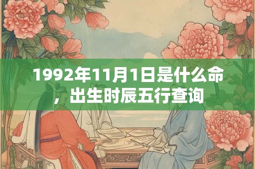 1992年11月1日是什么命，出生时辰五行查询