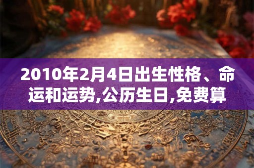 2010年2月4日出生性格、命运和运势,公历生日,免费算命 2010年2月4日出生性格、命运和运势,公历生日,免费算命