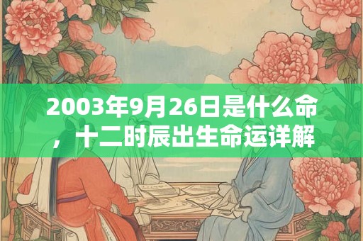 2003年9月26日是什么命，十二时辰出生命运详解