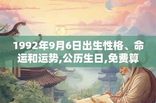 1992年9月6日出生性格、命运和运势,公历生日,免费算命 1992年9月6日出生性格、命运和运势,公历生日,免费算命