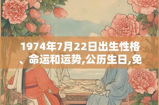1974年7月22日出生性格、命运和运势,公历生日,免费算命