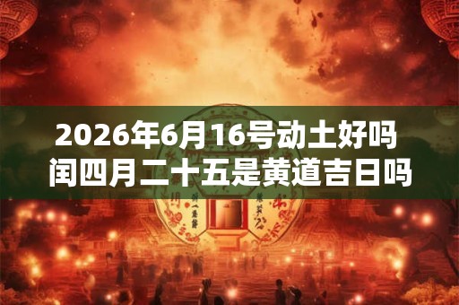2026年6月16号动土好吗 闰四月二十五是黄道吉日吗 2026年6月16号动土好吗 闰四月二十五是黄道吉日吗