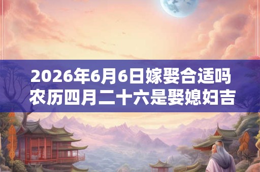 2026年6月6日嫁娶合适吗 农历四月二十六是娶媳妇吉日吗 2026年6月6日嫁娶合适吗 农历四月二十六是娶媳妇吉日吗