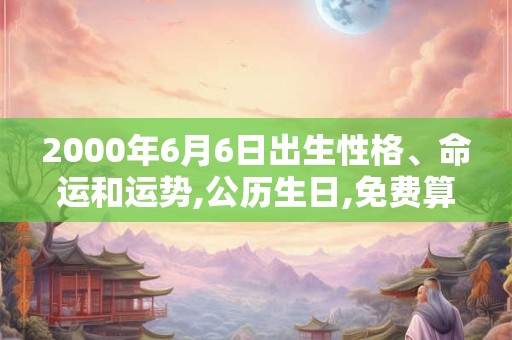 2000年6月6日出生性格、命运和运势,公历生日,免费算命 2000年6月6日出生性格、命运和运势,公历生日,免费算命