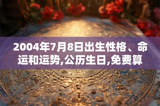 2004年7月8日出生性格、命运和运势,公历生日,免费算命 2004年7月8日出生性格、命运和运势,公历生日,免费算命