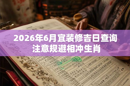 2026年6月宜装修吉日查询 注意规避相冲生肖