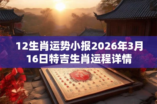 12生肖运势小报2026年3月16日特吉生肖运程详情