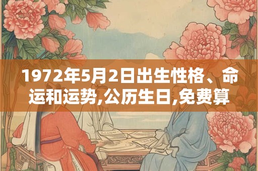 1972年5月2日出生性格、命运和运势,公历生日,免费算命