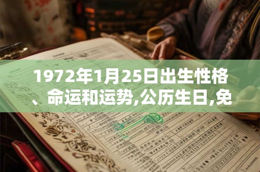 1972年1月25日出生性格、命运和运势,公历生日,免费算命