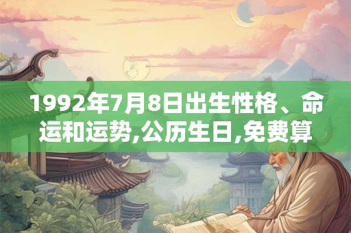 1992年7月8日出生性格、命运和运势,公历生日,免费算命
