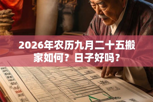 2026年农历九月二十五搬家如何？日子好吗？