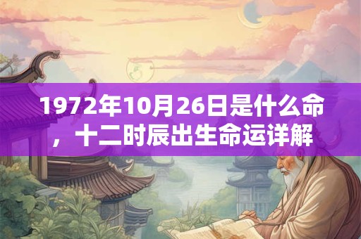 1972年10月26日是什么命，十二时辰出生命运详解