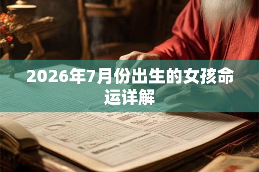 2026年7月份出生的女孩命运详解