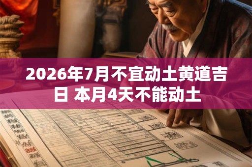 2026年7月不宜动土黄道吉日 本月4天不能动土 2026年7月不宜动土黄道吉日 本月4天不能动土