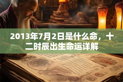 2013年7月2日是什么命，十二时辰出生命运详解