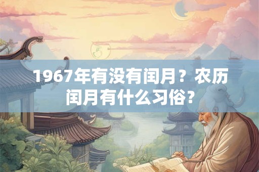 1967年有没有闰月？农历闰月有什么习俗？