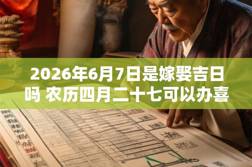 2026年6月7日是嫁娶吉日吗 农历四月二十七可以办喜酒吗
